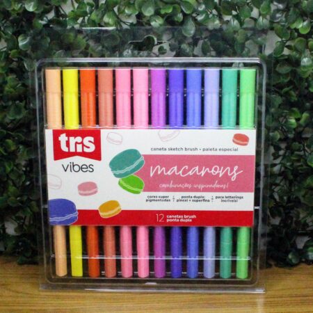 CANETA BRUSH TRIS VIBES MACARONS 12 CORES  - TRIS