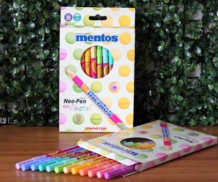 CANETA HIDROGRÁFICA NEO PEN GIGANTE MENTOS 12 CORES PASTEIS  - COMPACTOR